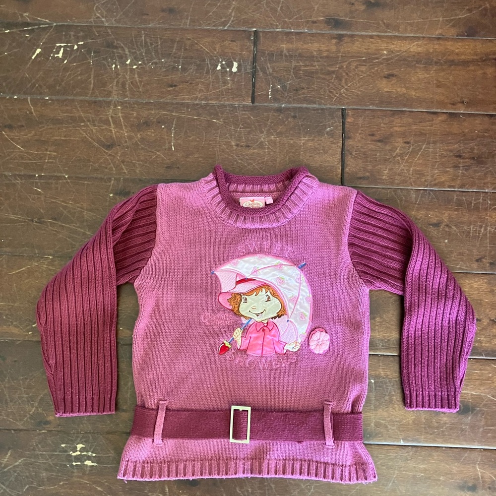 2007 Y2K Strawberry Shortcake Sweet Shower Umbrella Sweater with built in belt